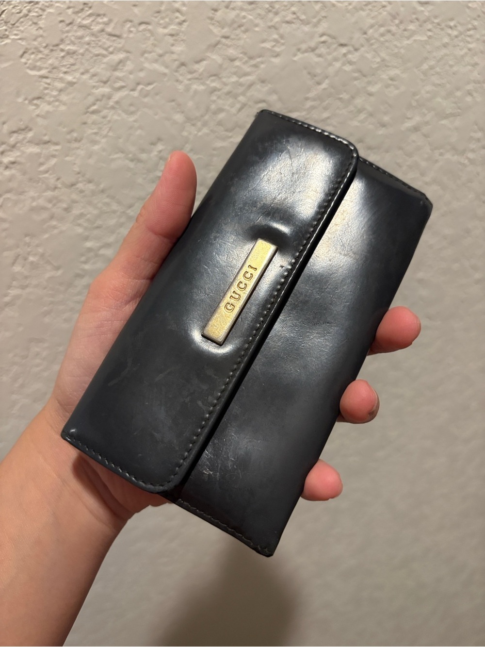 Gucci Black Leather Snap Wallet